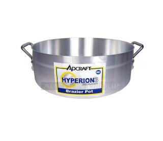Brand new Adcraft Hyperion 3 Series 28 Qt. aluminum brazier pot with handles, model H3-BR28, label displays brand and capacity.