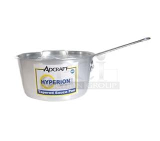 NEW Adcraft Hyperion 3 Series 4 Qt. Tapered Aluminum Saucepan, Model H3-TSP4, with label indicating make and model.
