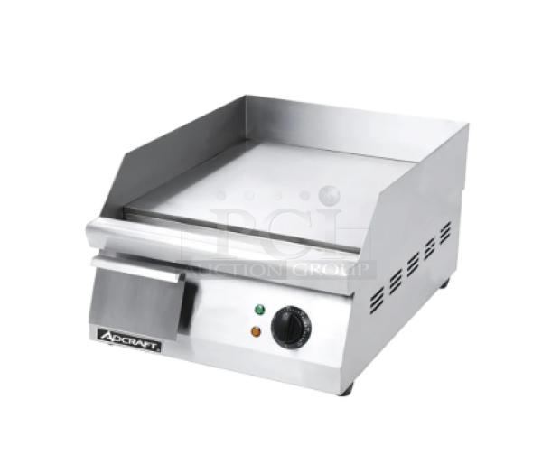Adcraft stainless steel electric countertop 16" griddle, new in crate, with back and side splash, 120V.