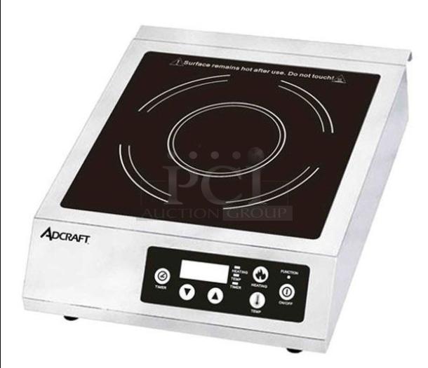 Adcraft Model INDB120V commercial induction cooker, stainless steel, new condition, digital controls.