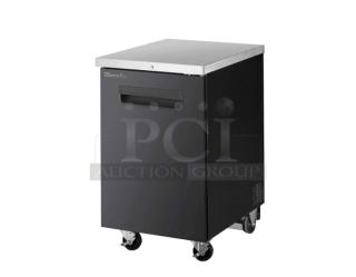 NEW! SCARTCH-N-DENT! Blue Air Commercial Black Solid Single Door Refrigerated Bar Back Cooler! With Stainless Steel Work Top! With Poly Coated Wired Rack! Model BBB23-1B Serial IWWBABB23HC0002! 115V 1 Phase! On Casters! - Item #1223323