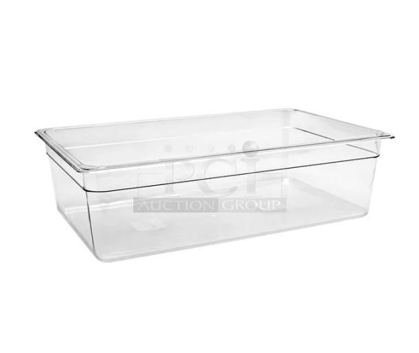 Brand new Front Of The House Drinkwise Series clear rectangular full-size insert pan, model BHO052CLT20, 5.75" deep.