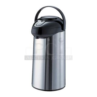 Brand new Service Ideas SteelVac SSA300, 3-liter stainless steel insulated air pot with push button lid.