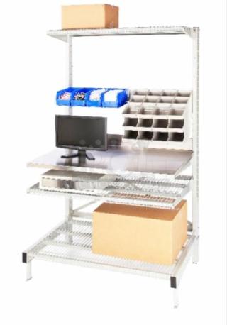 BRAND NEW SPG Freestyle 60"x24" 4-Tier Prep Station, Model FSM2460KITE. Includes storage compartments, metal frame.