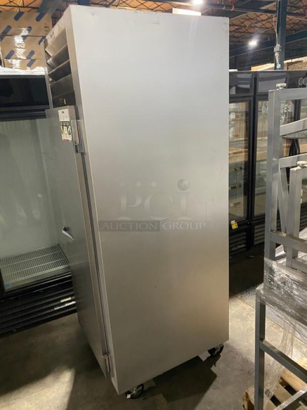 Traulsen G10010 used stainless steel single door refrigerator, Energy Star certified, on casters, model G10010, SN T10537B18.