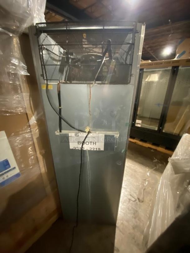 Centaur used stainless steel single door refrigerator, model CSD1DRTSIES, Energy Star certified, with poly coated rack.