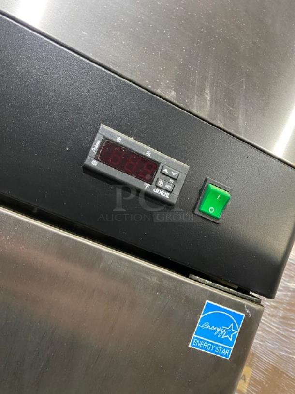 Centaur used stainless steel refrigerator, model CSD-1DR-TSI-ES, with digital controls and Energy Star label.