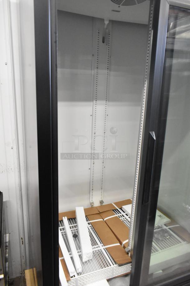 Brand new 2025 True GDM-33-HC-LD commercial 2-door cooler merchandiser, metal, poly-coated racks, 115V, 1 phase.