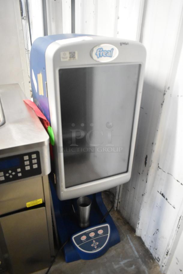 F'real FRLB4 metal commercial countertop milkshake mixer, 120 volts, 1 phase; features digital controls and cup holder.