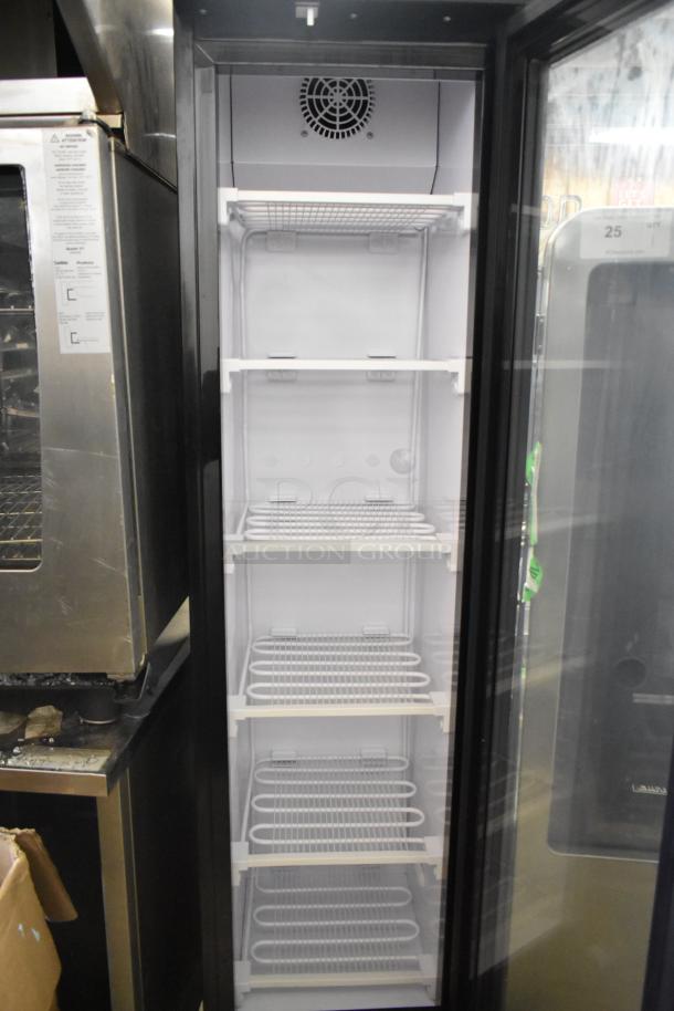 Brand new KoolMore KM-MDF-17S Slim Commercial Merchandiser Freezer, 6.5 Cu. Ft., with manual defrost, visible shelving.