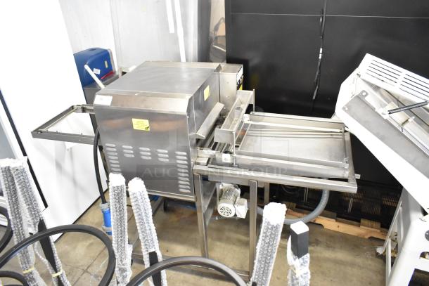 Belshaw Adamatic TG-50 stainless steel thermoglazing station with commercial casters, 208V, 1 phase.