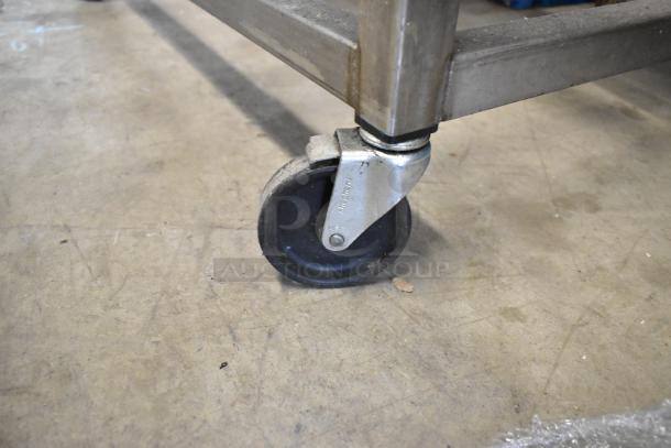 Belshaw Adamatic TG-50 stainless steel thermoglazing station on caster, 208V, 1 Phase, commercial floor style.