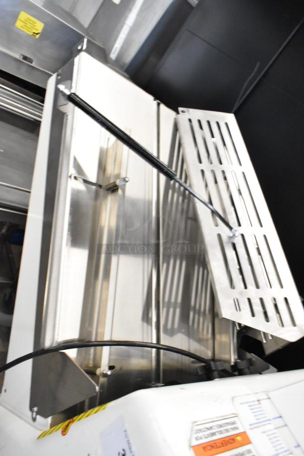 Oliver 797-32NC commercial bread loaf slicer in metal finish, 115V, 1 phase, featuring durable construction and safety labels.