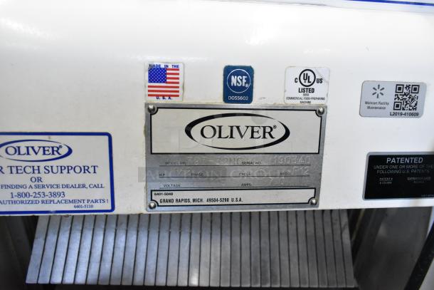 Oliver 797-32NC Bread Loaf Slicer, commercial floor style, 115V, 1 Phase, NSF, USA-made, serial no. 190340.