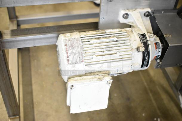 2018 Belshaw Adamatic TG50 Thermoglazing Station, stainless steel, on casters. Visible labels show motor specs. 208V, 1 Phase.