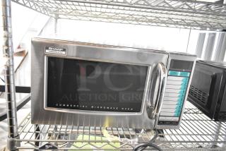 Sharp R-21LVF stainless steel commercial microwave, 2024 model, 120 volts, 1 phase. New condition, minor scratches.