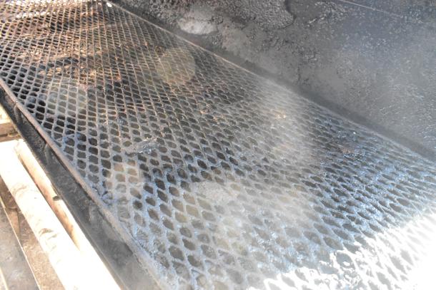 Grill surface inside 2007 Lanchester food trailer, showing used condition with visible residues and wear.