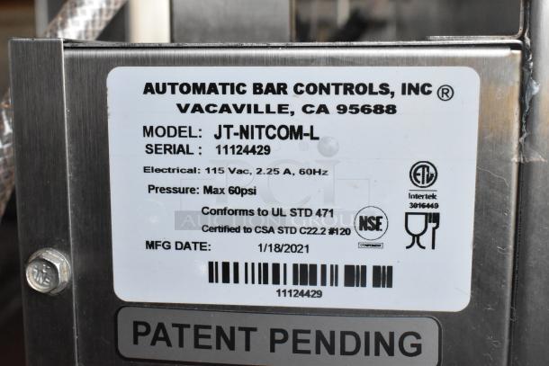 2021 Automatic Bar Controls JT-NITCOM-L stainless steel nitro dispenser, 115V, 1 phase. Max 60psi. MFG date: 1/18/2021.