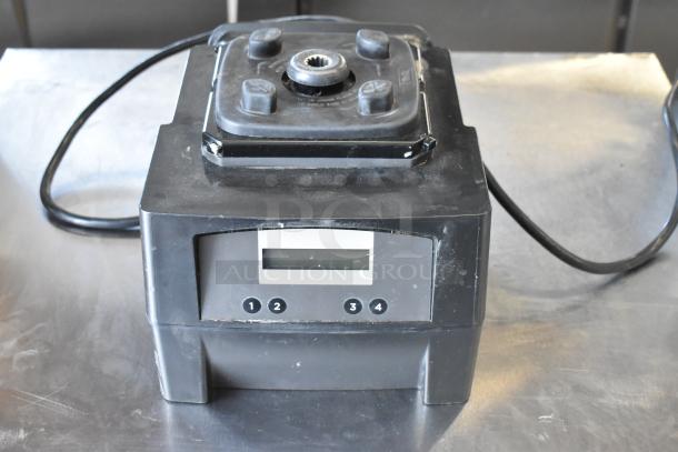 2021 VitaMix VM0145 metal blender base, 120V, 1 phase, black. Visible wear, digital display, and numbered control buttons.