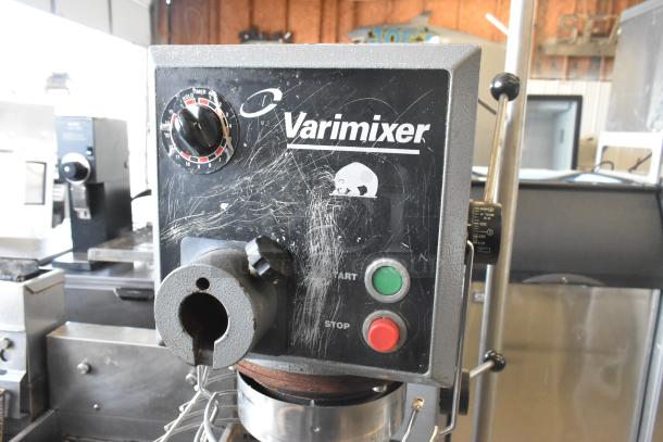 Varimixer W20 commercial 20-quart dough mixer with metal finish, mixing bowl, bowl guard, whisk, pastry attachments, 115V, 1 phase.