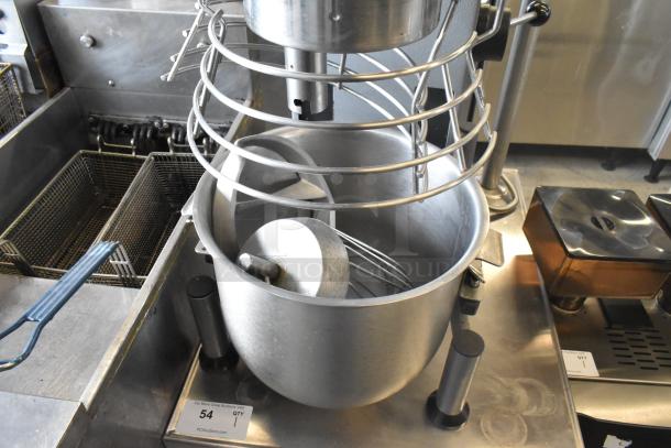 Varimixer W20 metal commercial 20-quart dough mixer with bowl, guard, whisk, and attachments. 115V, 1-phase.