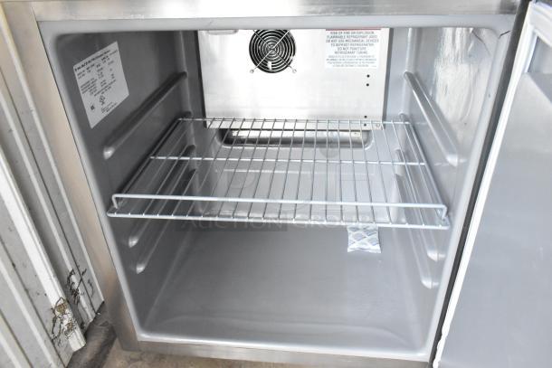2021 Delfield 406P-STAR2 stainless steel undercounter cooler with single door, commercial casters, 115V, 1 phase, excellent condition.