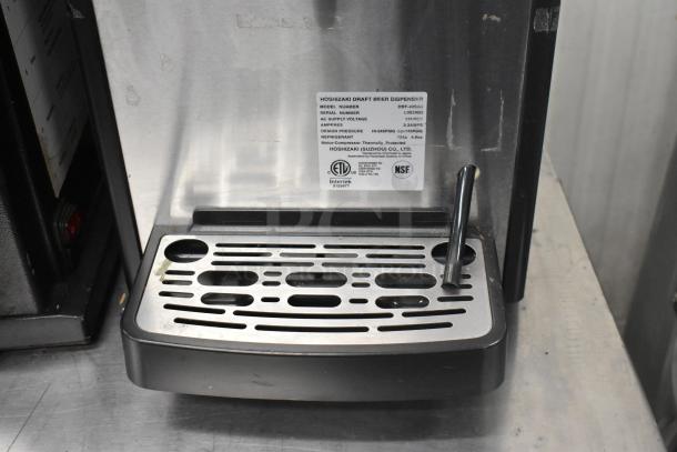 Hoshizaki DBF-40SAC stainless steel kegerator, 115V, 1 phase, with drip tray and tap handle, showing NSF label.