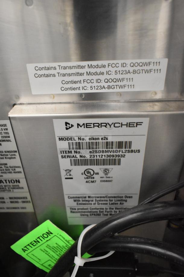 2023 Merrychef eikon e2s rapid cook oven, metal, electric, 208/240V, 1 phase, model eikon e2s, serial 2311213093932.