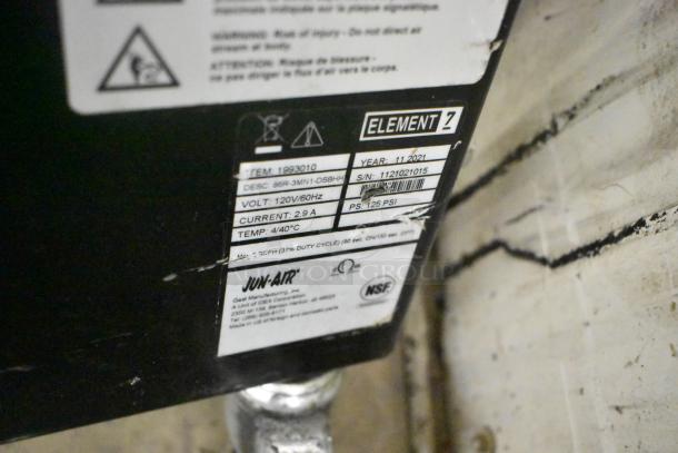 2021 Jun-Air 86R-3MN1-DSBHH nitrogen generator, stainless steel, commercial casters, missing front left caster, 120V, 1-phase.