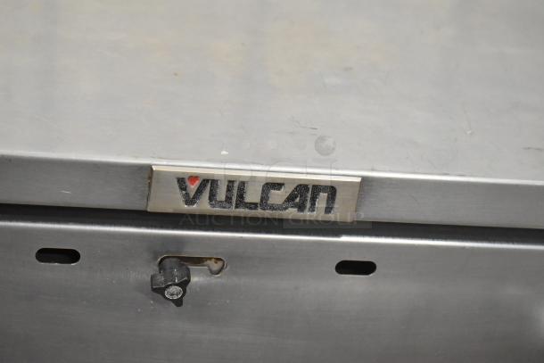 Vulcan stainless steel 3-drawer warming drawer, commercial use, features branding. Good condition.