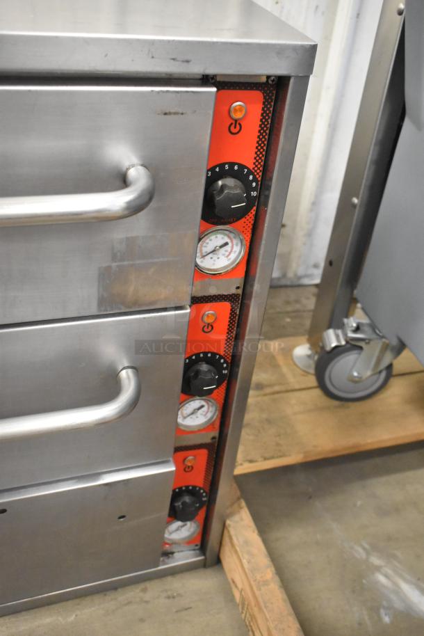 Vulcan Stainless Steel 3 Drawer Warming Drawer, commercial grade, visible control knobs, used condition.