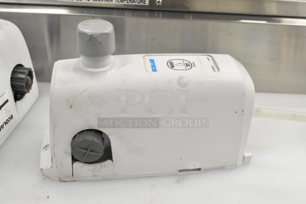 3 Ecolab LDS-AIR GAP dispensers with visible wear, featuring water control labels and adjustment knobs.