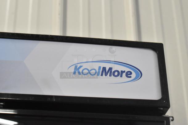 KoolMore KM-MDF-17S commercial freezer, 17-inch slim design, manual defrost, 6.5 cu. ft., KoolMore logo visible.