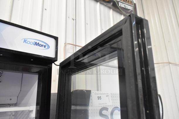 KoolMore KM-MDF-17S 17" slim merchandiser freezer, 6.5 cu. ft., manual defrost, 115V, 1 phase, metal frame, showroom setting.