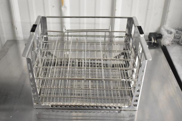 Brand new scratch and dent metal grate basket, durable wire design, perfect for storage and organization.