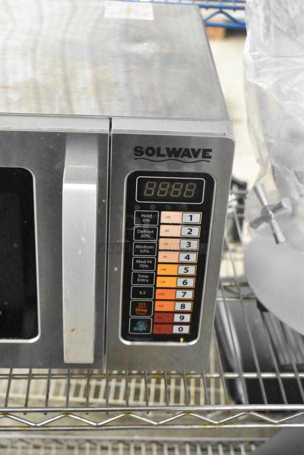 BRAND NEW Solwave 180MW1000SS Stainless Steel Commercial Microwave, push button controls, 120V, 1 Phase, minor scratches.