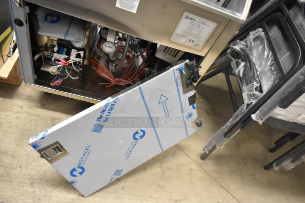 Noble Wareforce CG-115 stainless steel underbar glass washer, new condition, 115V, carousel-type, visible interior wiring.