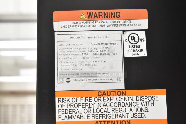 BRAND NEW 2025 Manitowoc UNP0300A-161 Stainless Steel Commercial Ice Machine, 325 lb., 115V, 50 lb. Bin, UL listed.