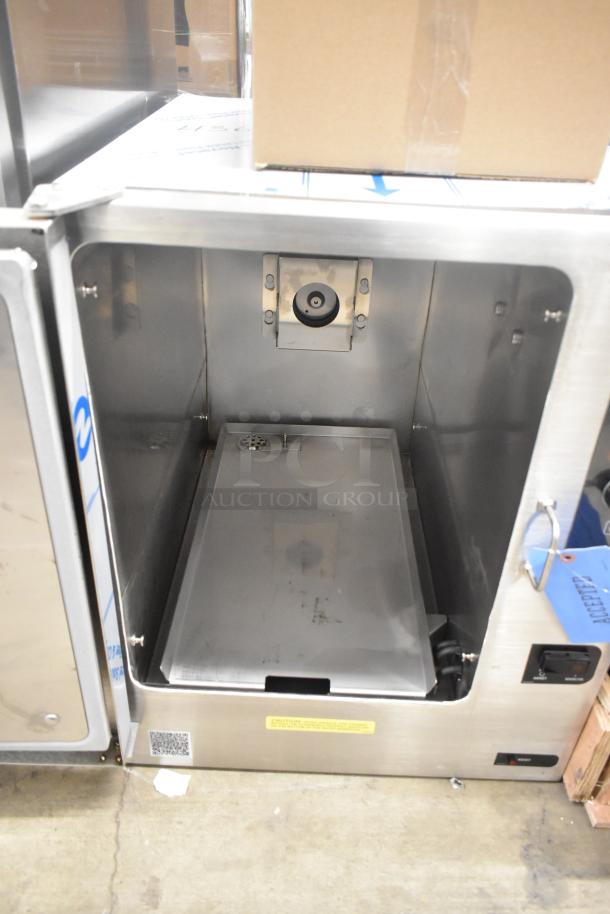 Brand new Cleveland 22CET6.1 SteamChef stainless steel steam cabinet, 208V, 3-phase, double deck, 12 pan capacity.