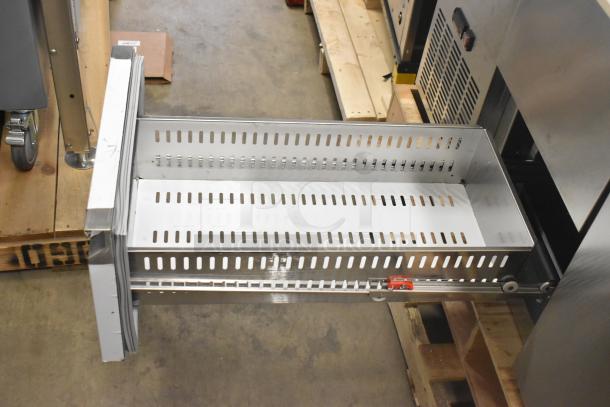 Avantco 178SSPPT260 stainless steel commercial pizza prep table, brand new, scratch and dent, with open drawer visible.