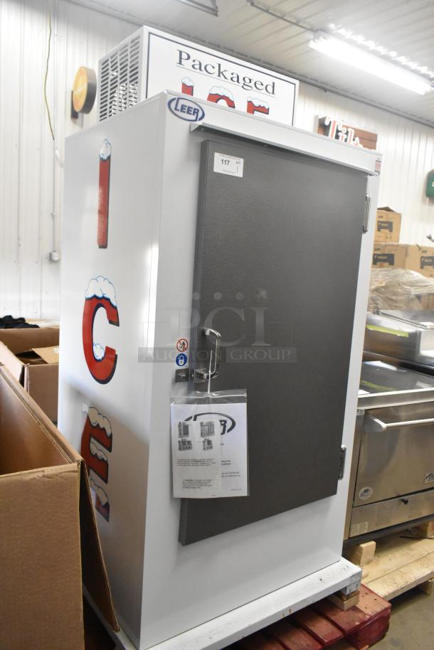Brand new Leer L030UCSP 2025 ice merchandiser, 36" cold wall, galvanized steel door, 115V, minor scratch and dent.