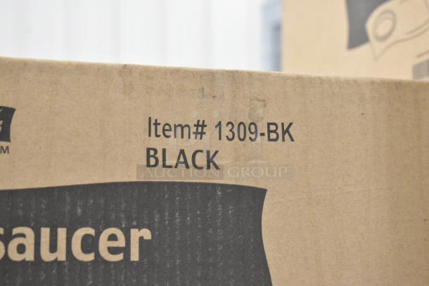 Cardboard box with "Item# 1309-BK BLACK" printed, containing WaveTrends 9" Saucers. New condition, scratch and dent items.