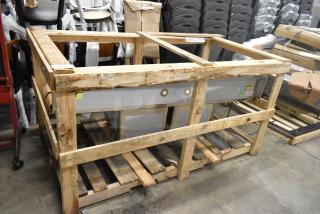 BRAND NEW IN CRATE! Regency 600S21620218 Stainless Steel 2 Bay Sink w/ Dual Drain Boards. - Item #1223201