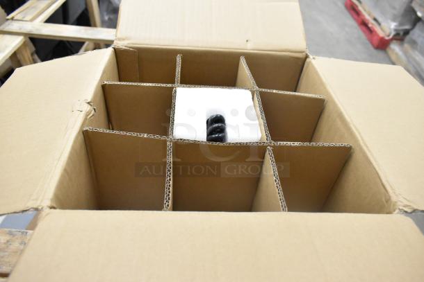 Brand new ServIt 423HLR45BK retractable heat lamp in packaging. Modern black round cone shade, 120V, 1 phase.