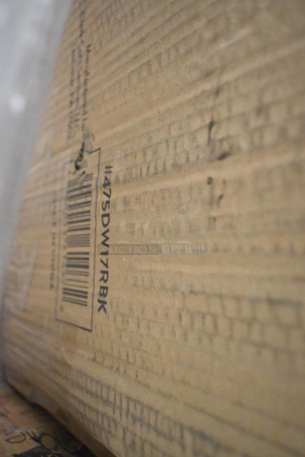 Brown cardboard box with #475DW17RBK printed, containing 18 new scratch and dent items like Cambro Go Bag.