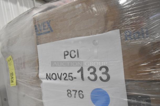 Shrink-wrapped pallet labeled "Avex, PCI NOV25-133" containing 32 new scratch and dent items, including various household goods.