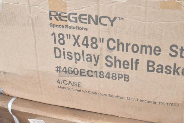Regency 18"x48" chrome display shelf box, model #460EC1848PB, 4 per case, manufactured by Clark Core Services, LLC.