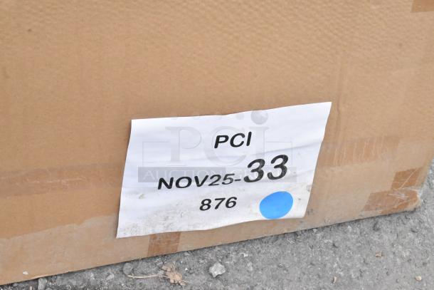 Cardboard box labeled "PCI NOV25-33 876" indicating a Dynamic by 360 Office Furniture 96"x48" wall-mount whiteboard.