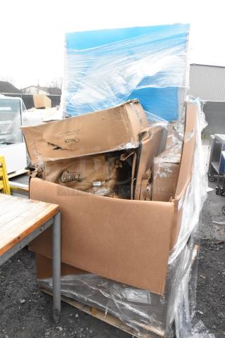 13 BRAND NEW SCRATCH AND DENT! Items Including 922EC15CHRLD Acopa 8 Qt. Supreme Full Size Roll Top Chrome Trim Chafer Cover, 3493048TCB Lancaster Table & Seating 30