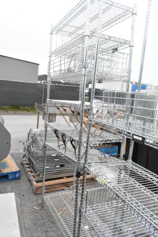 Chrome finish 7-tier wire shelving unit, sturdy and spacious, suitable for storage. Buyer must dismantle for shipping.